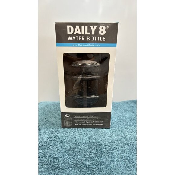 Bluewave Daily 8 Sports Water Bottle Jug w/2 Caps/Straw - Gym Fitness Diet 1.9L - Picture 14 of 16